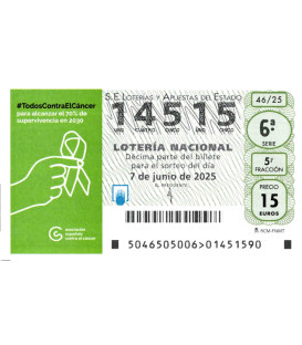 Sorteo A.E.Contra el Cáncer 7 de Junio de 2025
