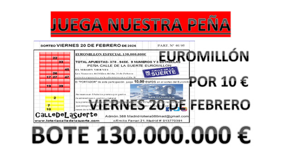 PE&Ntilde;A EUROMILLON ESPECIAL 130 MILLONES